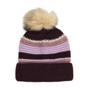 Gelso Bianco women Wine Striped Wool Alpaca Blend Knit Beanie Hat Cap from Italy